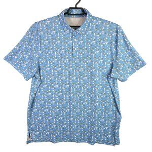 Mens Southern Tides Blue Gin Polo Shirt Short Sleeve Polyester Stretch Size XXL